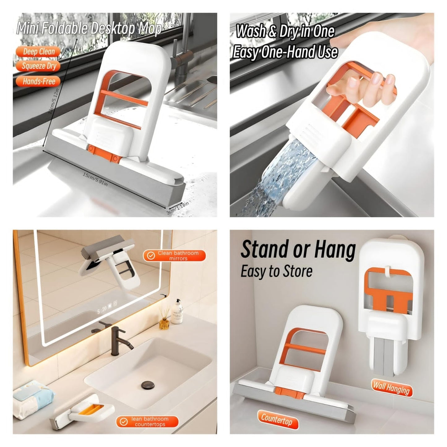Double Squeeze Floor Sponge Mop – Hands-Free Lazy Cleaning Mop with Super Absorbent Sponge
