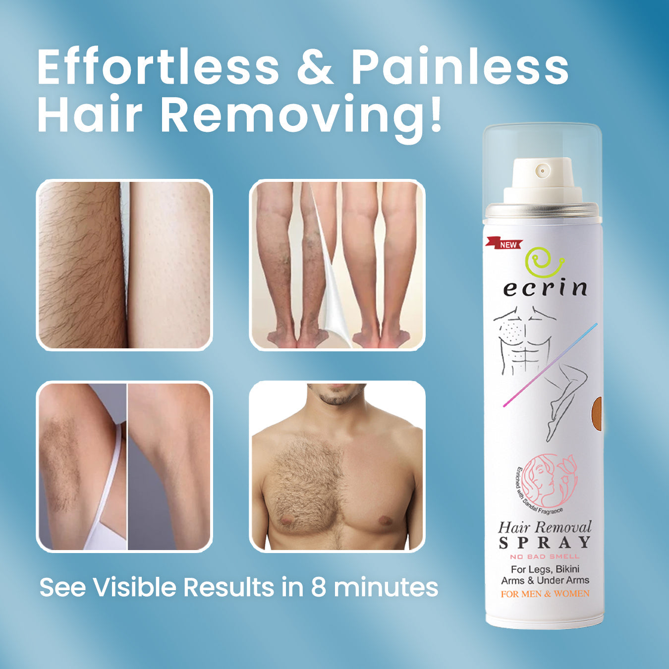 New Ecrin Hair Removal Foaming Spray - Advance Formula with Refreshing Fragrance (200ml) (FREE GIFT🎁 INCLUDED)