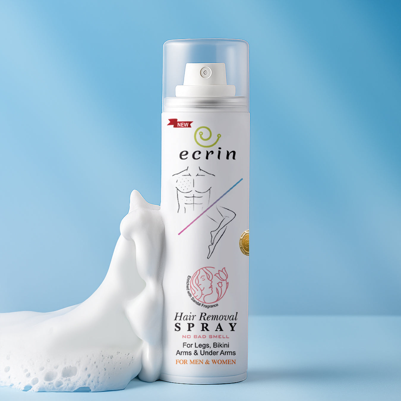 New Ecrin Hair Removal Foaming Spray - Advance Formula with Refreshing Fragrance (200ml) (FREE GIFT🎁 INCLUDED)