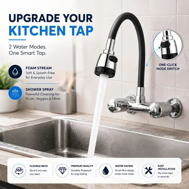 360° Bendable Silicone Faucet Nozzle – Jet & Soft Stream (Random Color)